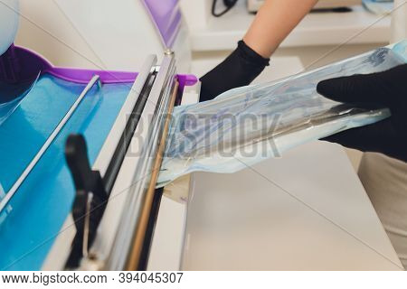 Disinfection Of A Dental Instrument. Ultrasound Sterilization Of A Medical Instrument. Disinfection 