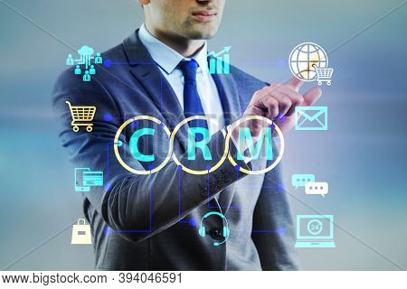 CRM custromer relationship management concept with businessman