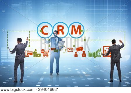 CRM custromer relationship management concept with businessman