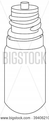 Realistic Bottle With Dispenser. Mock Up Line. Vector Illustration