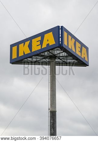 Riga,latvia 5 November 2020.a Big Billboard Of Ikea.
