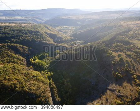 Aerial Autumn View Of Nishava River Gorge, Balkan Mountains, Bulgaria