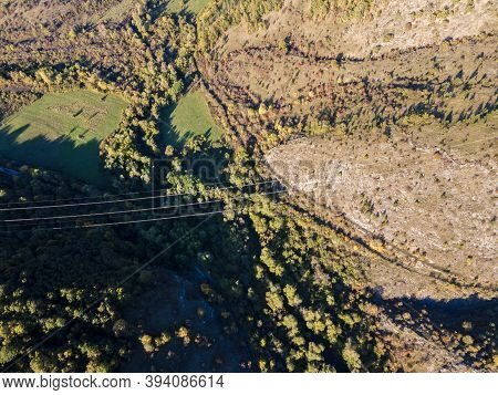 Aerial Autumn View Of Nishava River Gorge, Balkan Mountains, Bulgaria