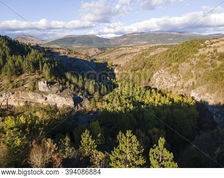 Aerial Autumn View Of Nishava River Gorge, Balkan Mountains, Bulgaria