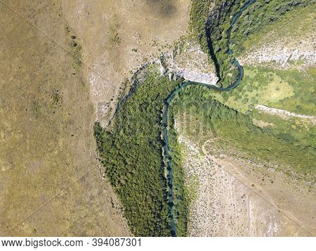 Aerial View Of Iskar Panega Geopark Along The Gold Panega River, Bulgaria
