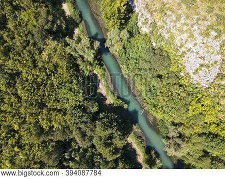 Aerial View Of Iskar Panega Geopark Along The Gold Panega River, Bulgaria