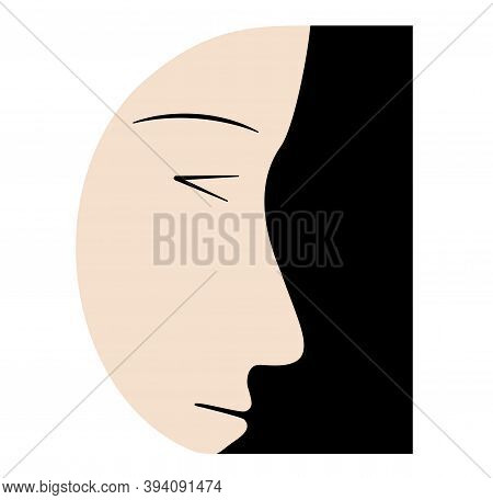 Human's Face From The Side. Clip Art. Can Be Used For Profile, Avatar, Print, Logo, Icon, Cover And 