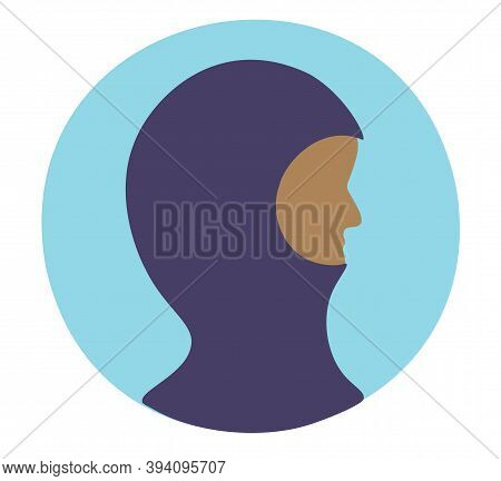 Human's Face From The Side. Can Be Used For Profile, Avatar, Print, Logo, Icon, Cover And More. Flat