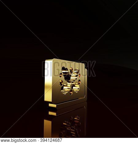 Gold Rorschach Test Icon Isolated On Brown Background. Psycho Diagnostic Inkblot Test Rorschach. Min