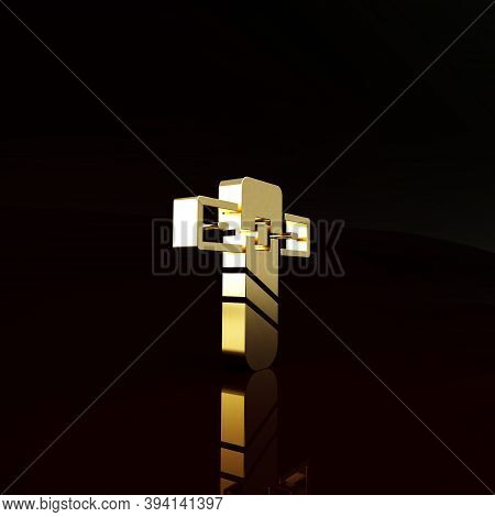 Gold Knife Holster Icon Isolated On Brown Background. Minimalism Concept. 3d Illustration 3d Render