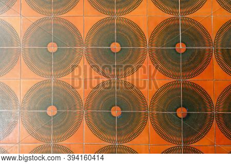 Retro Old Vintage Floor Tiles. Portuguese House Marocain Style Interior Hydraulic Ceramic Mosaic Til