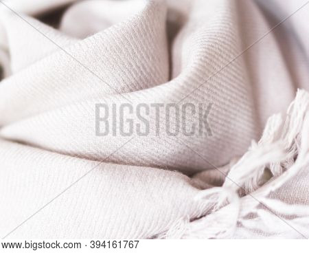 Close Up Of A Cashmere Scarf, Pink Fabric, Piece Of Clothing, Woolen Texture, Clothing Material, Sof