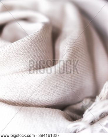 Close Up Of A Cashmere Scarf, Pink Fabric, Piece Of Clothing, Woolen Texture, Clothing Material, Sof