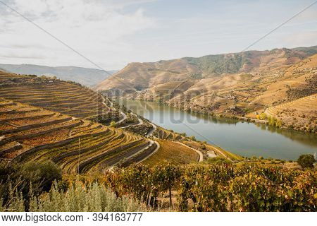 Top View Of River, The Hills With The 