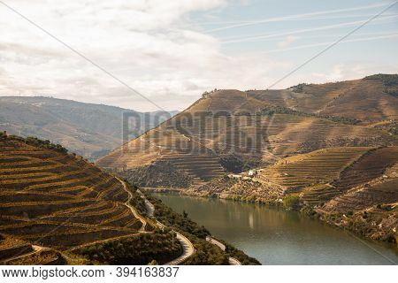 Top View Of River, The Hills With The 
