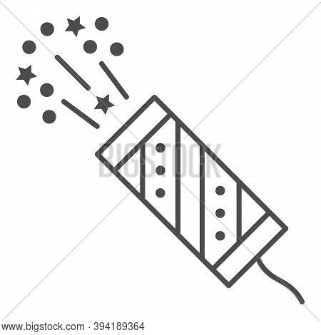 Slapstick Thin Line Icon, New Year Concept, Petard Sign On White Background, Shooting Slapstick Icon