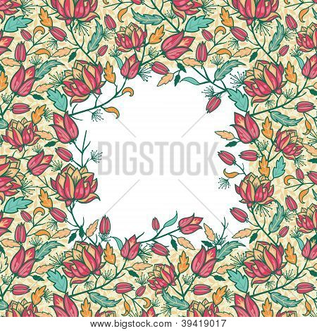 Feuilles et fleurs colorées cadre bordure jacquard sans soudure