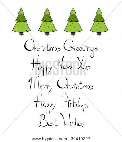 Weihnachten BÃ¤ume Neujahr Schriftzug.