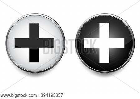 Black White Cross Buttons, Great Design For Any Purposes. Health Care Concept. Medical Concept. Stoc