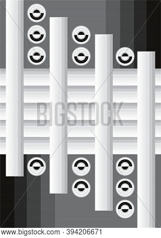 Image Of Black And White, Triangle Shape Strips, Having Round Shape Button
