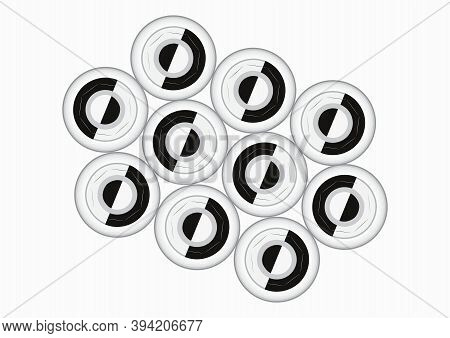 Black And White, Alignment Of Abstract Button, Vector Artwork