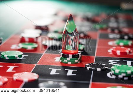 Roulette table with winning number Dolly  close up at the Casino - Selective Focus