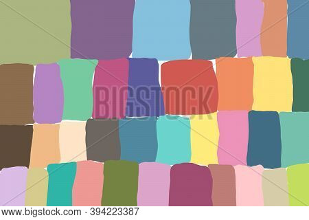 Abstract Background Of Multi-colored Cubes And Rectangle. Children's Illustration, Children's Doodle