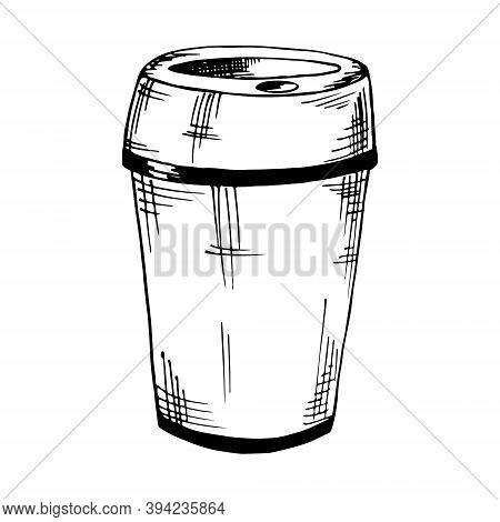 Hand-drawn Vector Coffee Cup Element On A White Background. Illustration For Menu Design, Cafe Desig