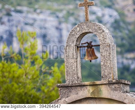 View Of Cemetery Of Selca On The Island Of Hvar In Croatia.