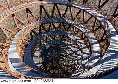 Gisselfeld, Denmark - March 25, 2020:the Forest Tower At Camp Adventure