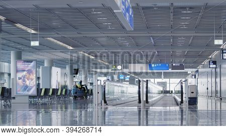 Frankfurt, Hesse/germany - November 2nd 2020: Passengers Waiting At Frankfurt Airport. Only A Few Pe