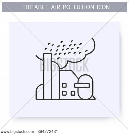 Dust Line Icon. Harmful Particle Emissions From Factory Pipe.smog, Biohazard Emissions.greenhouse Ef