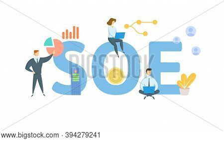 C. Concept With Keywords, People And Icons. Flat Vector Illustration. Isolated On White.