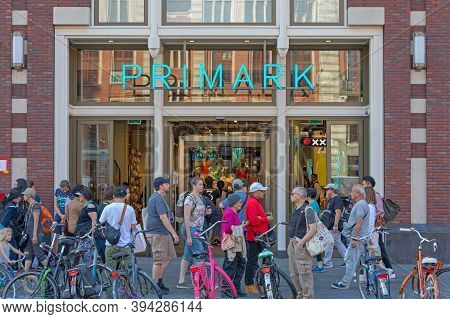 Amsterdam, Netherlands - May 15, 2018: Crowd Of People At Primark Shop In Amsterdam, Holland.