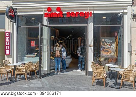 Amsterdam, Netherlands - May 14, 2018: Famous Turkish Bagels Shop Simit Sarayi In Amsterdam, Holland