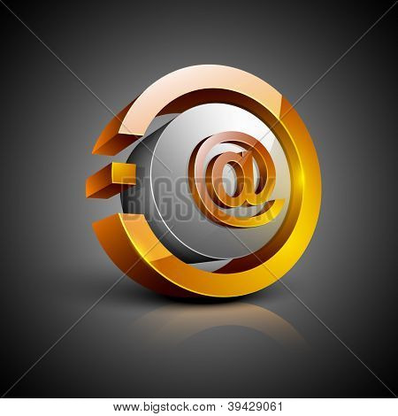 Indirizzo email lucido 3D web 2.0 'al' icona simbolo impostato. EPS 10.