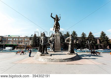 Gyumri, Armenia - October 12, 2018: People Walking In The Square In Gyumri Downtown, Armenia