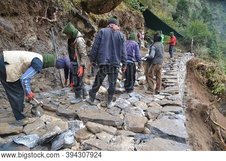 Rudarprayag, Uttarakhand, India, April 26 2014, Kedarnath Temple Trek Redevelopment, Restoration Aft