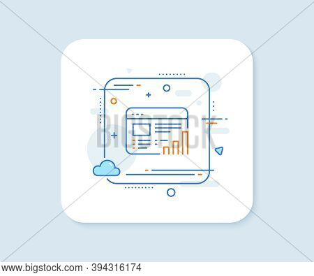 Web Report Line Icon. Abstract Square Vector Button. Column Graph Sign. Growth Diagram Symbol. Web R