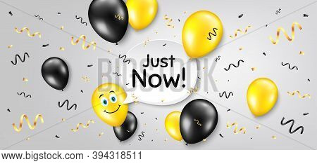 Just Now Symbol. Balloon Confetti Vector Background. Special Offer Sign. Sale. Smile Balloon Backgro