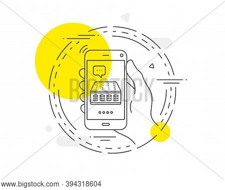 Mattress Pocket Spring Line Icon. Mobile Phone Vector Button. Orthopedic Sprung Pad Sign. Breathable