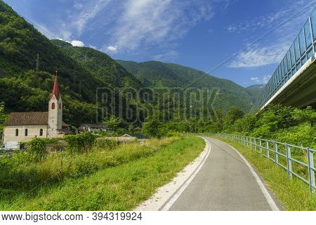 Cycleway Of Isarco Valley, Bolzano Province, Trentino Alto Adige, Italy.