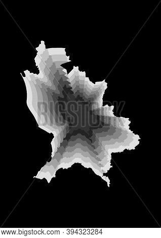 Layered Digital Illustration Of Map Of State Of Nayarit In Gray Gradient Colors And Black Background