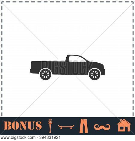 Pickup Truck Icon Flat. Simple Vector Symbol And Bonus Icon
