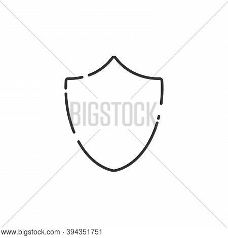 Vector Linear Security Shield. Protection Concept. Lock Down. Stock Vector Illustration Isolated On 