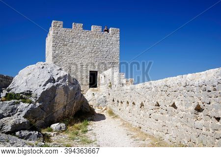 Starigrad Fortress above Omis resort, Dalmatia region of Croatia, Europe