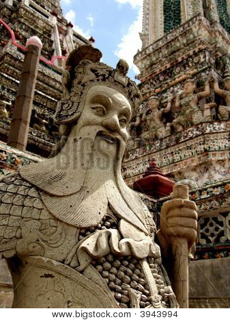 Stone Figure Of Ancient Chinese Soldier In Wat Arunratchawararam