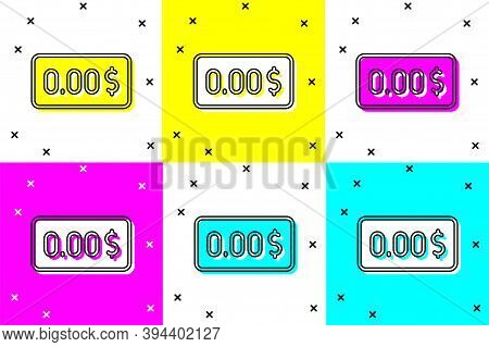 Set Zero Cost Icon Isolated On Color Background. Empty Bank Account. Vector