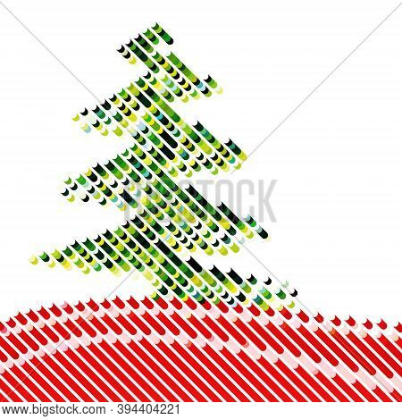 Christmas Tree With Halftone Style Great For Christmas And New Year Greeting Card. Merry Christmas A