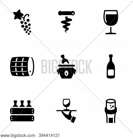 Set Of Simple Icons On A Theme Wine, Alcoholic Drink, Storage, Drink , Vector, Set. White Background